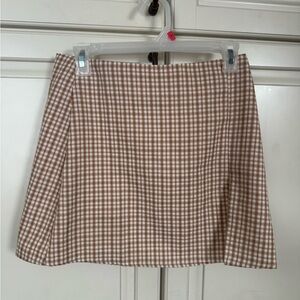 HYFVE Tan Checkered Mini Skirt